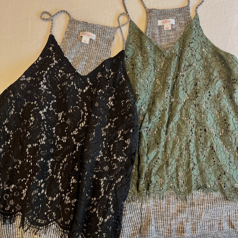 2 for $20 Lace Cami Top - Black and Green